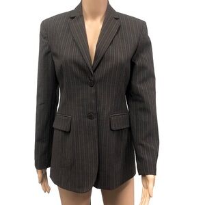 The Limited Stretch Brown Pinstripe 2 Button Blazer Suit Jacket Womens XS New